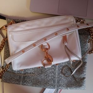 White and rose gold Rebecca Minkoff mini mac bag